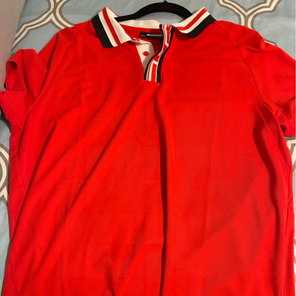 J.Lindeberg Red and White Polo golf  Shirt